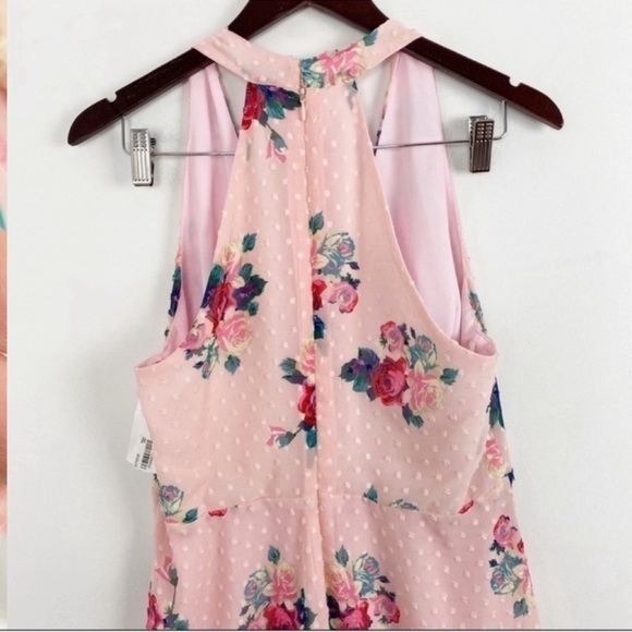 19 Cooper Pink Floral Sleeveless V-Neck Mini Dress Size Large NEW Textured Dot - Picture 9 of 11